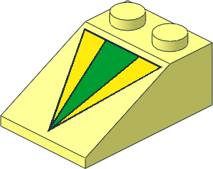 Slope Brick 33  3 x  2 with Yellow and Green V Pattern