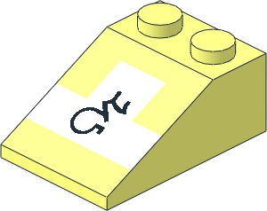 Slope Brick 33  3 x  2 with Black Symbol and White T-Shape Pattern