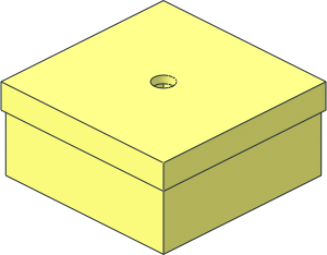 Container Box  3.5 x  3.5 x  1.333 with Hinged Lid Closed