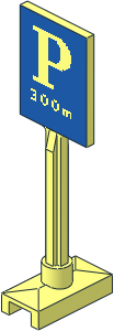 Roadsign Rectangular Tall with Parking and "300m" Pattern