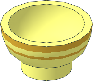 Minifig Rice Bowl with Metallic Gold Stripes Pattern