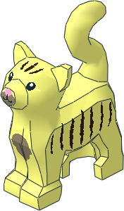 Animal Cat Standing Looking Forward with Dark Tan Chest and Muzzle, Dark Brown Stripes and Bright Pink Nose Pattern