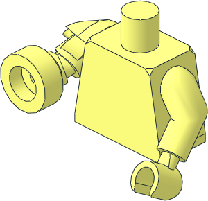 Minifig Torso with Left Arm and Hand and Right Robotic Blaster Arm