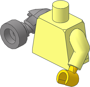 Minifig Torso with Arms and Flat Silver Robotic Blaster Arm Right