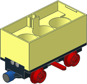 Train Battery Box Car with Two Contact Holes, Red Switch Lever, Red Wheels and Magnets (Complete)