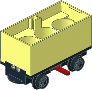 Train Battery Box Car with Two Contact Holes, Red Switch Lever and Black Wheels (Complete)