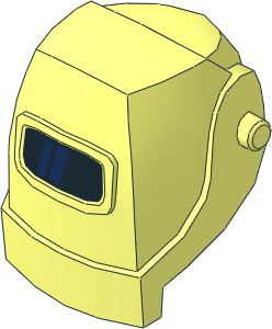 Minifig Helmet Welding with Dark Blue Stripes on Black Visor Pattern