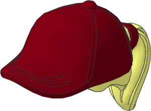 Minifig Hair with Ponytail and Dark Red Baseball Cap Pattern