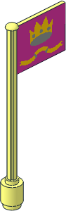 Flag on Flagpole Type 5 with Crown on Dark-Pink Sticker