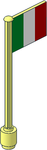 Flag on Flagpole Type 5 with Italy Flag Sticker