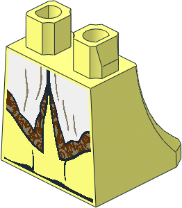 Minifig Hips and Skirt with White Robe with Reddish Brown and Dark Tan Hem Pattern