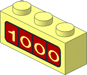 Brick  1 x  3 with Cash Register Display Pattern