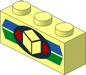 Brick  1 x  3 with Green and Blue Stripe and Cargo Logo Pattern
