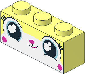 Brick  1 x  3 with Cat Face, Wide Round Eyes and Small Lopsided Grin Pattern