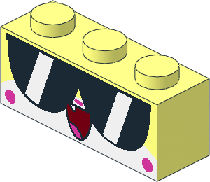Brick  1 x  3 with Cat Face, Wide Sunglasses with White Stripes and Open Mouth with Tooth and Tongue Pattern