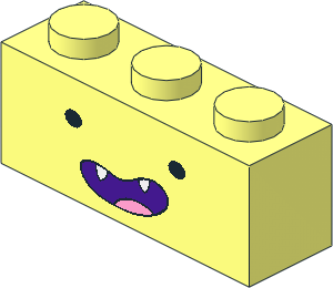 Brick  1 x  3 with Black Eyes and Dark Purple Mouth with Fangs Pattern