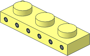 Plate  1 x  3 with  6 Metallic Silver Dots with Black Border Pattern