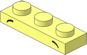 Plate  1 x  3 with Symmetric, High Set Black Eyebrows Pattern