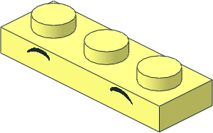 Plate  1 x  3 with High and Pointed Eyebrows Pattern