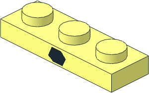 Plate  1 x  3 with Black Irregular Hexagon Pattern