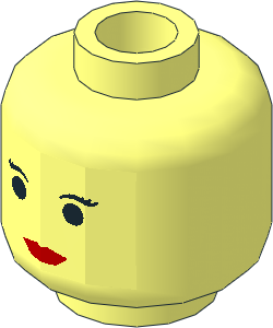 Minifig Head Female with Red Lips Small Eyebrows Pattern