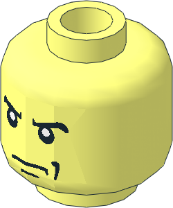 Minifig Head with Angry Eyebrows and Tense Mouth Pattern