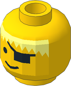 ~Minifig Head with Messy Hair and Eye Patch Pattern (Obsolete)