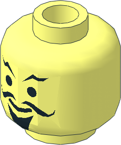 Minifig Head with Wiry Moustache, Goatee and Eyebrows Pattern