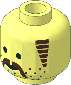 Minifig Head with Sideburns and Droopy Moustache Brown Pattern