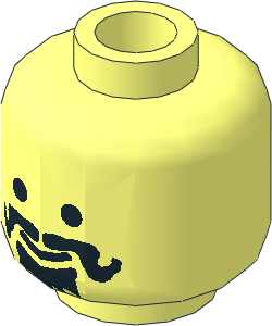 Minifig Head with Moustache Curly and Spiky Beard under Mouth Pattern