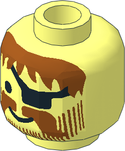 Minifig Head with Eye Patch, Dark Orange Moustache, Beard and Messy Hair Pattern