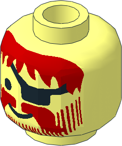 Minifig Head with Eye Patch, Red Moustache, Beard and Messy Hair Pattern