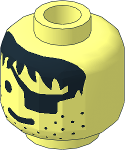 Minifig Head with Eye Patch, Black Stubble and Messy Hair Pattern