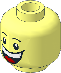 Minifig Head with Big Smile/Sad with Tear 2-sided Pattern