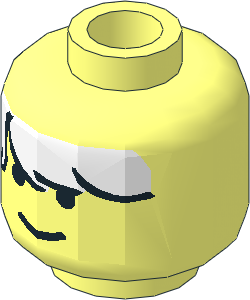 Minifig Head with Ice Planet Messy White Hair Pattern