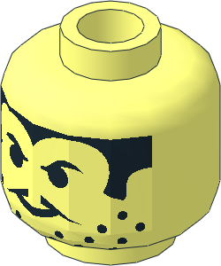 Minifig Head with Thin Moustache, Stubble and Sideburns Pattern