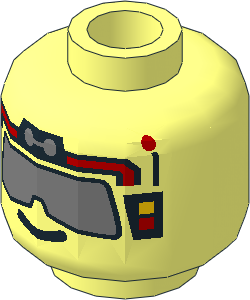 Minifig Head with Silver Sunglasses and Red Headset Pattern