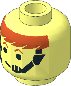 Minifig Head with Headset Over Fabuland Red Hair and Eyebrows Pattern