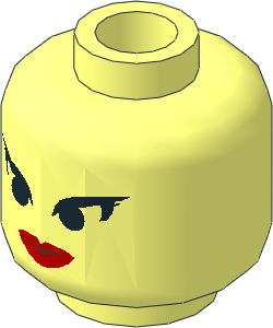 Minifig Head Female with Red Lips and Black Upswept Eyelashes Pattern