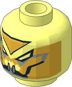 Minifig Head with Gold Paint, Fangs and Slanted Eyes Pattern