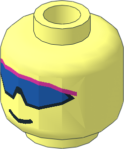 Minifig Head with Blue Wrap-Around Sunglasses Pattern