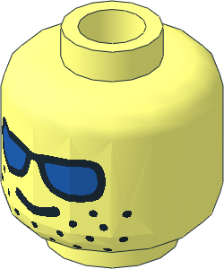 Minifig Head with Blue Sunglasses and Stubble Pattern