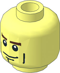 Minifig Head with Brown Eyebrows, Smirking Face, Pupils Pattern