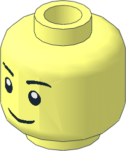 Minifig Head with Smile, Black Eyebrows and White Pupils Pattern (Blocked Hollow Stud)