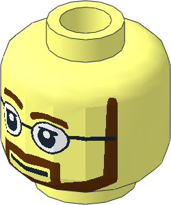 Minifig Head with Brown Angular Beard and Glasses Pattern