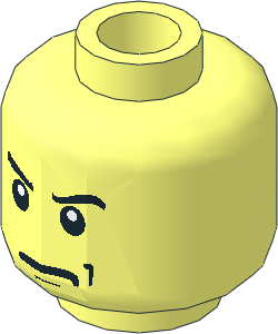 Minifig Head with Scowl, White Pupils and Angry Eyebrows Pattern