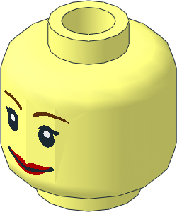 Minifig Head Female with Red Lips Smile/Scared 2-Sided Pattern
