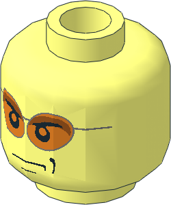 Minifig Head with Orange Glasses and Smirk Pattern