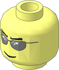 Minifig Head with Black Eyebrows and Silver Sunglasses Pattern