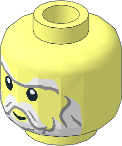 Minifig Head with White Beard, Sideburns, Moustache, Eyebrows and White Pupils Pattern